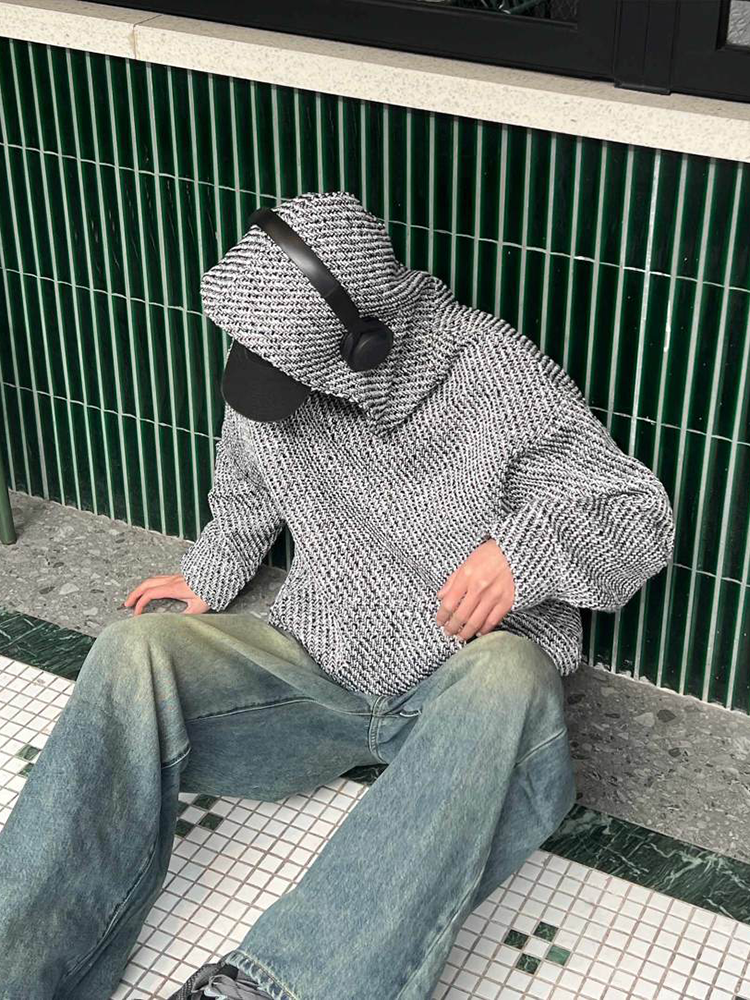 American Retro Knitted Hoodie  - Streetwear Brand With Flowers reseña y precio